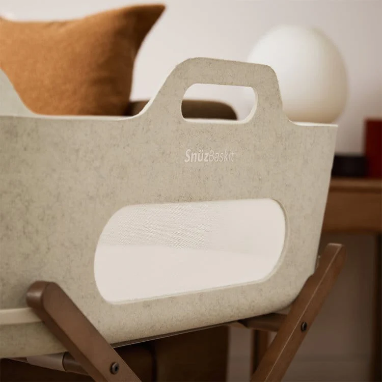 SnuzBaskit Barley Moses Basket & Walnut Stand - Image 5