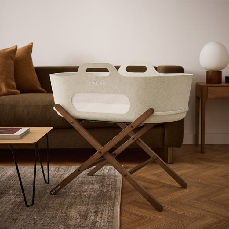 SnuzBaskit Barley Moses Basket & Walnut Stand - Image 6