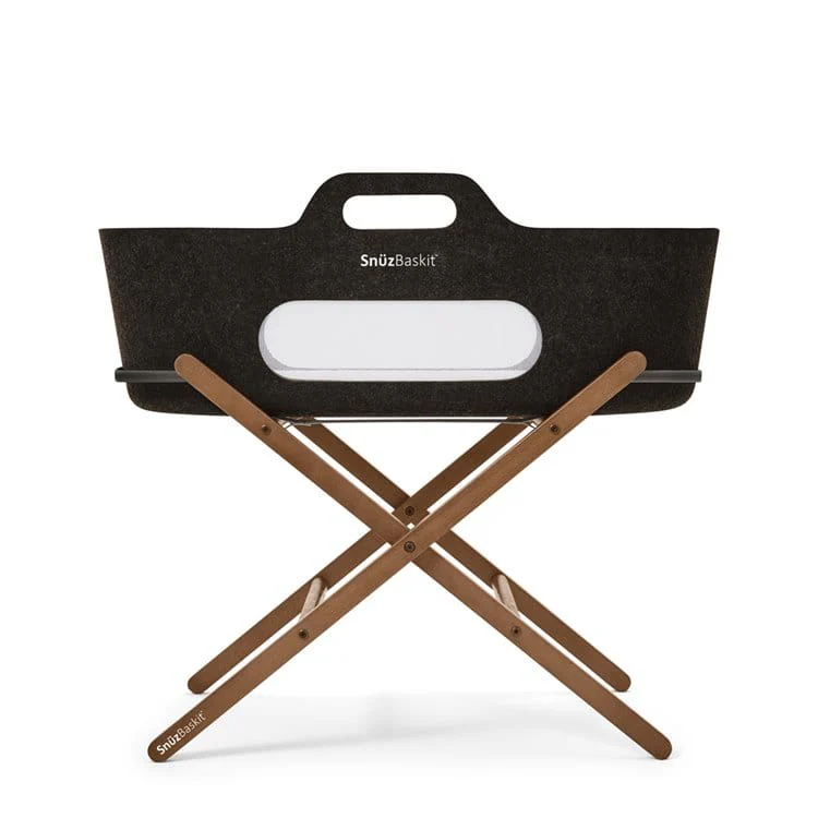 SnuzBaskit Graphite Moses Basket & Walnut Stand - Image 11