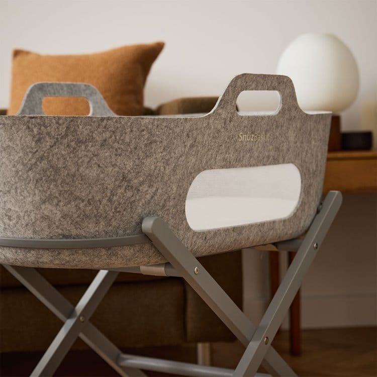 SnuzBaskit Light Grey Moses Basket & Dove Stand - Image 5