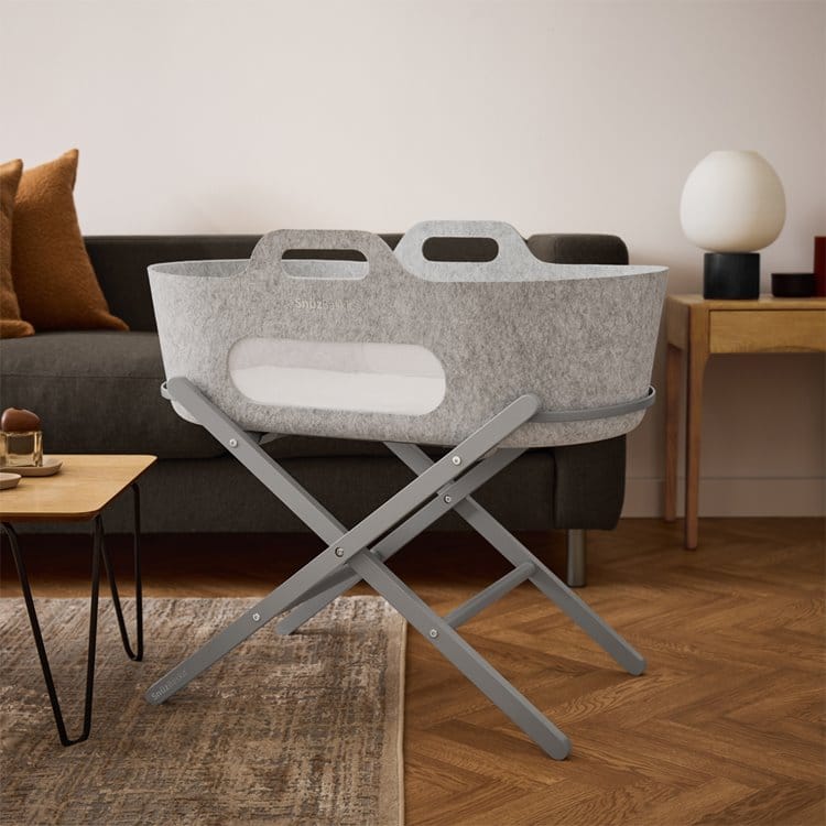 SnuzBaskit Light Grey Moses Basket & Dove Stand - Image 6