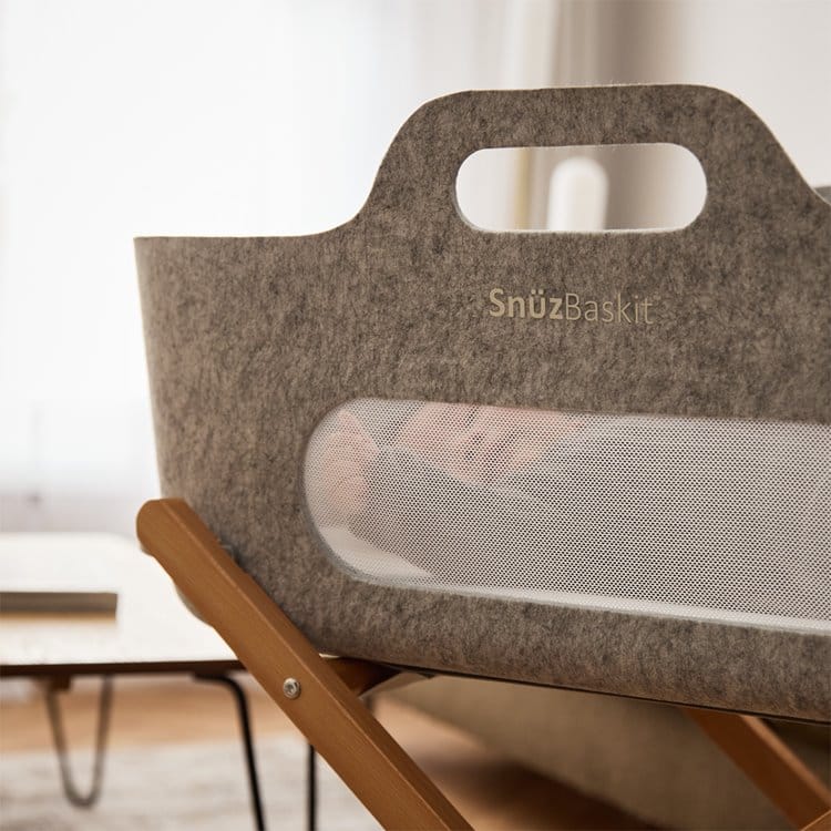 SnuzBaskit Light Grey Moses Basket & Natural Stand - Image 3