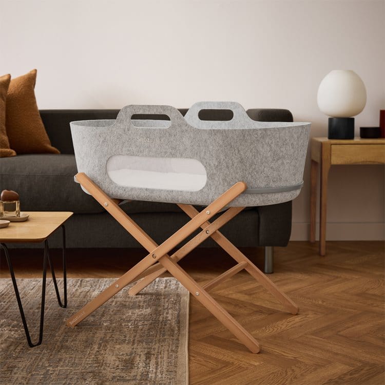 SnuzBaskit Light Grey Moses Basket & Natural Stand - Image 6