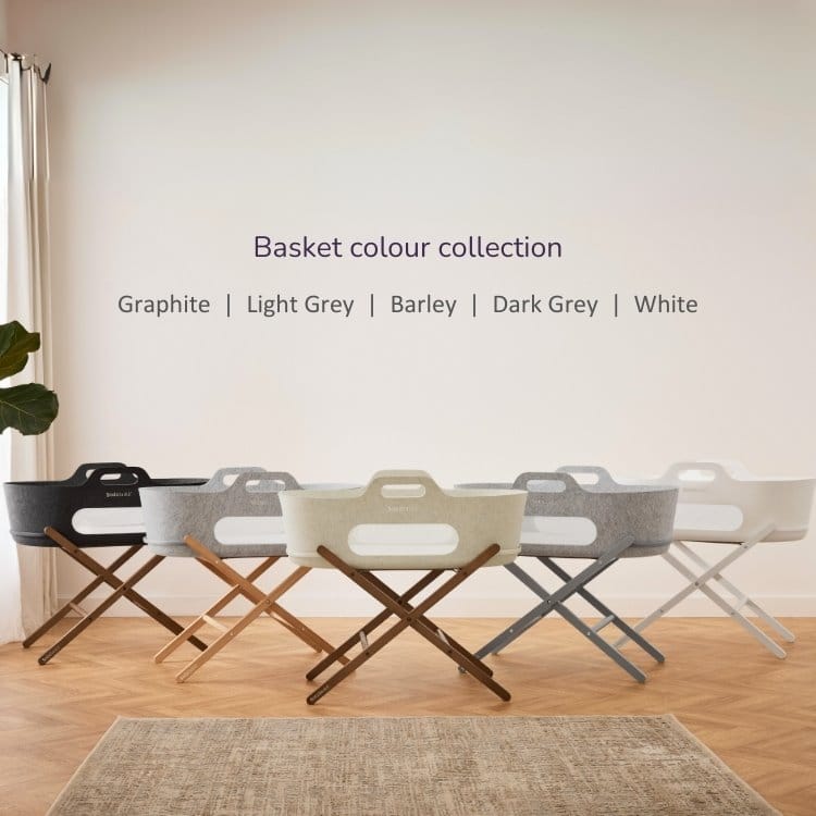 SnuzBaskit Light Grey Moses Basket & Natural Stand - Image 7