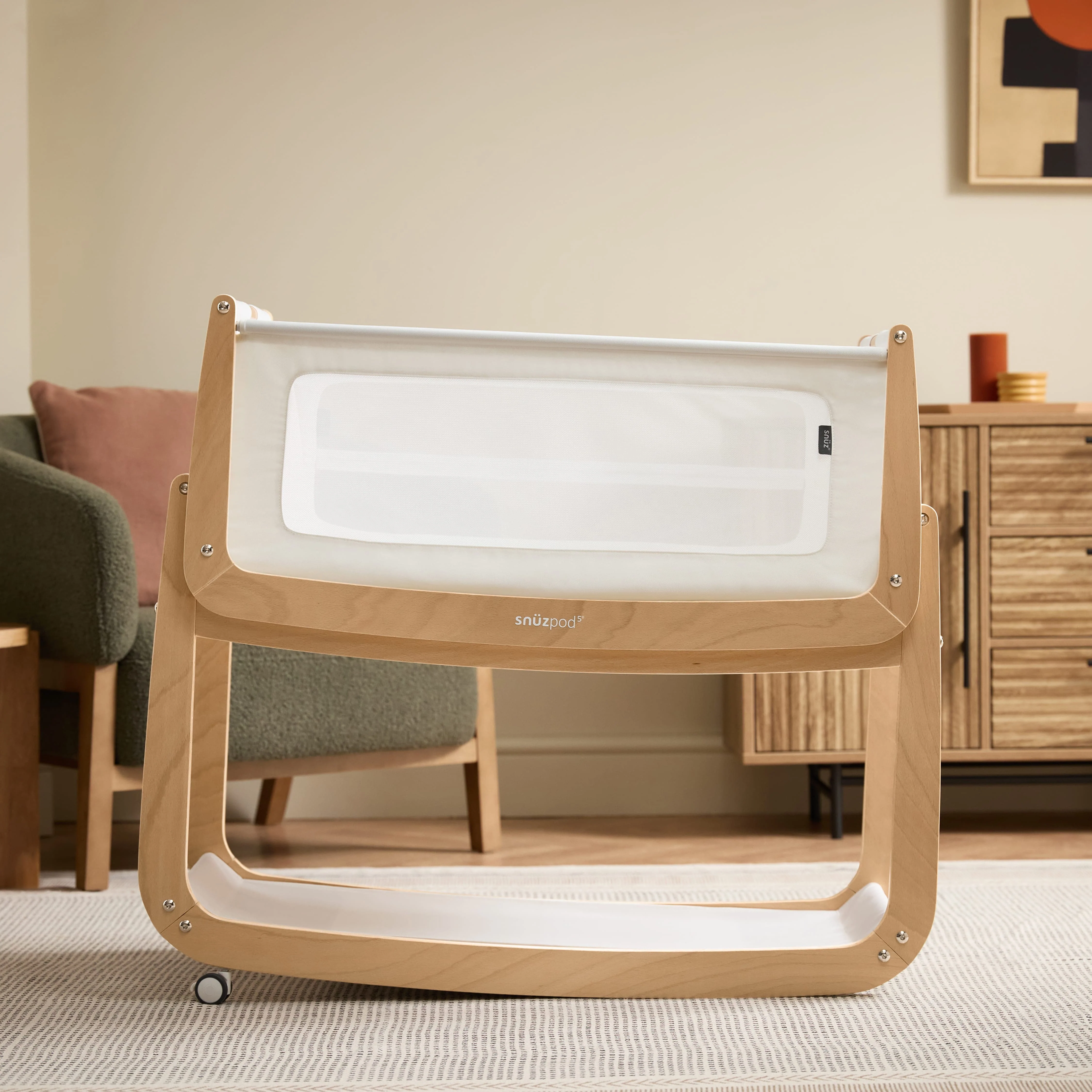 SnuzPod5 Bedside Crib Natural - Image 9
