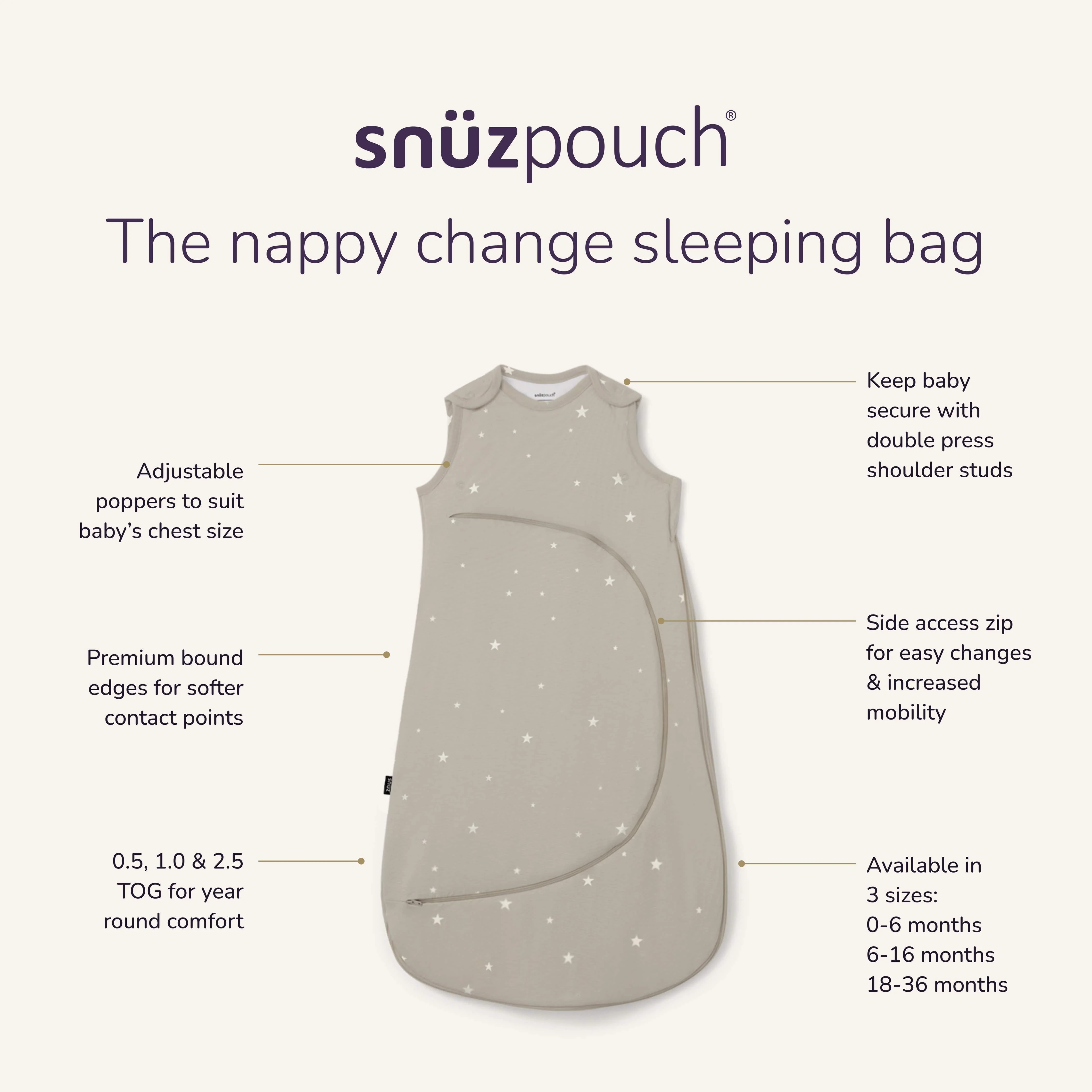 SnuzPouch Sleeping Bag – Grey Star - Image 8