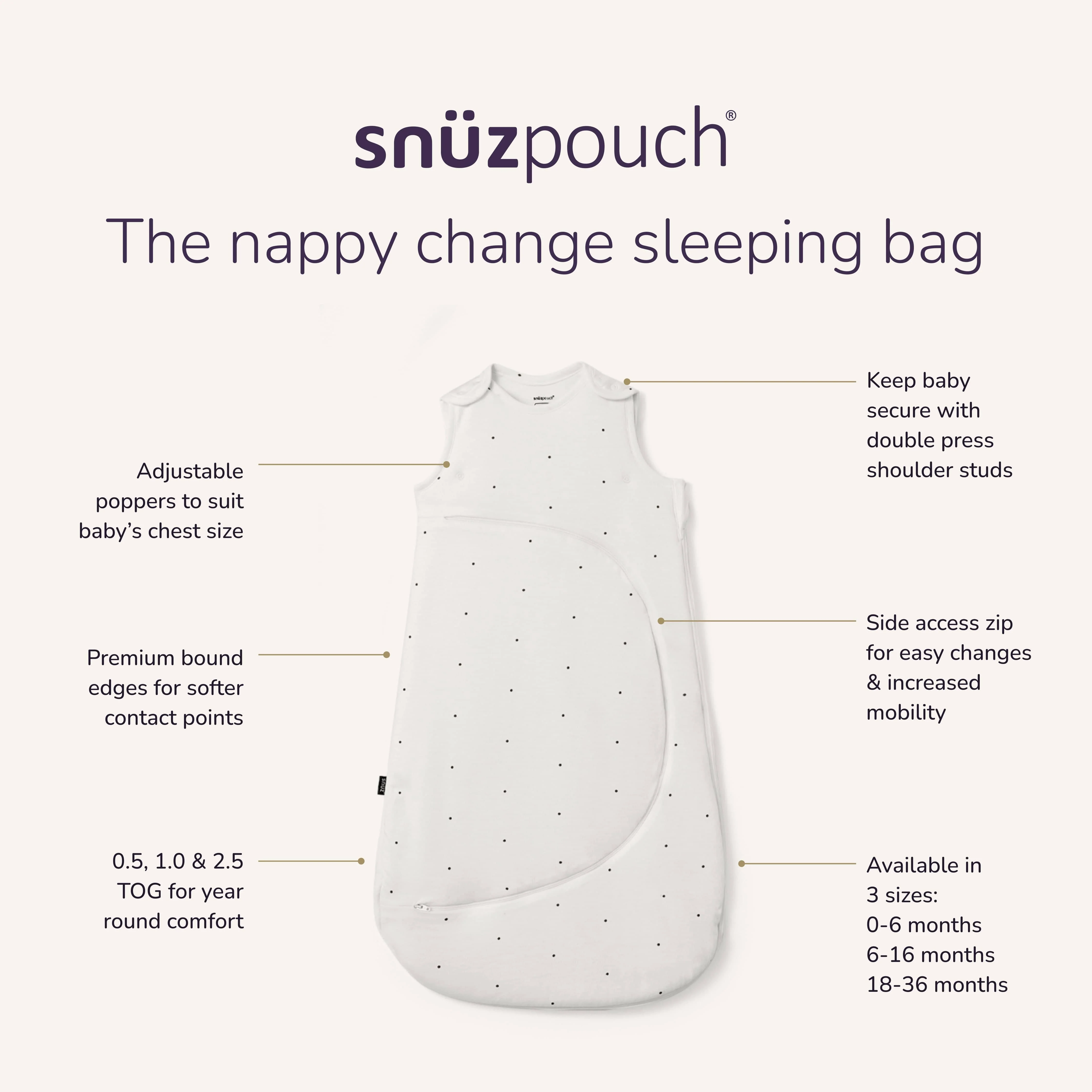 SnuzPouch Sleeping Bag – White Dot - Image 8