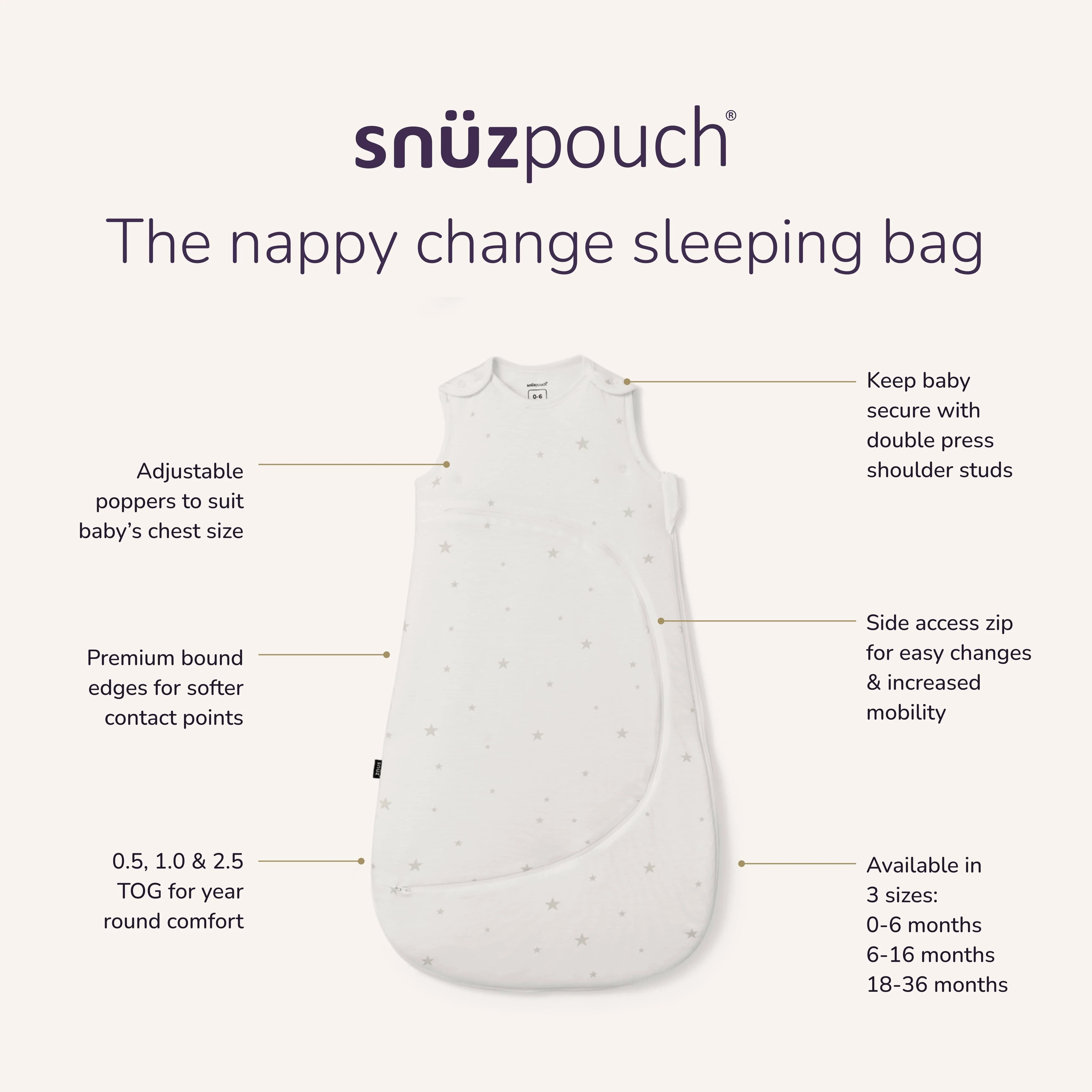 SnuzPouch Sleeping Bag – White Star - Image 8